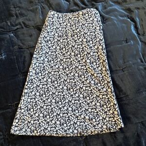 LOFT Navy and White Floral A-Line Mini Skirt